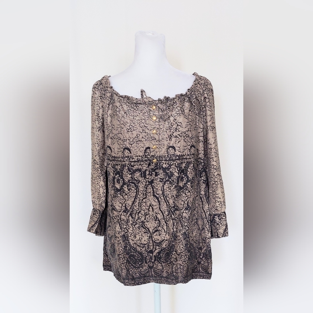Juicy Couture 100% Silk Charmeuse Peasant Style Top Blouse Shirt Size 6